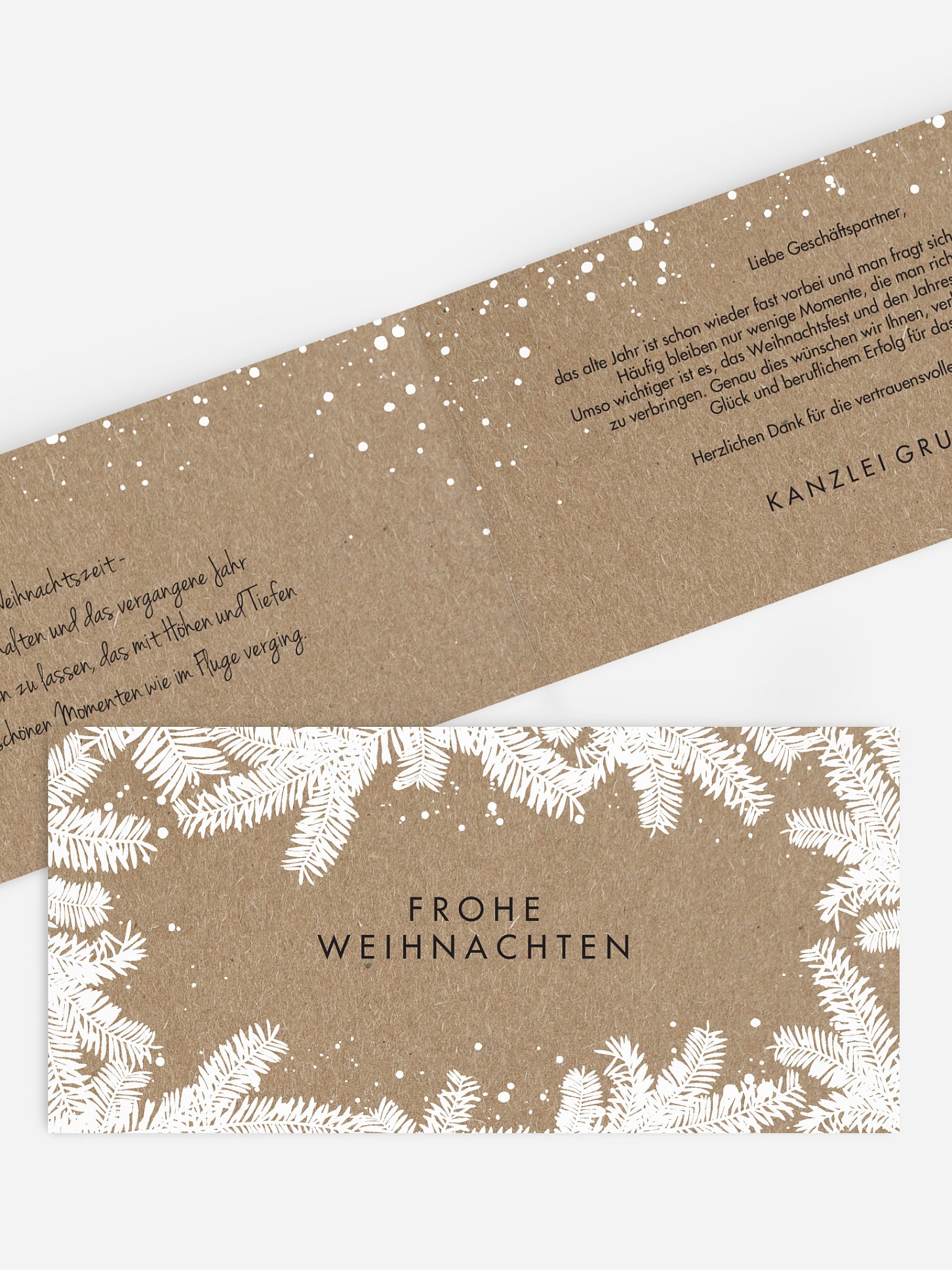 Geschäftliche Weihnachtskarte Christmas Twigs Kraftpapier