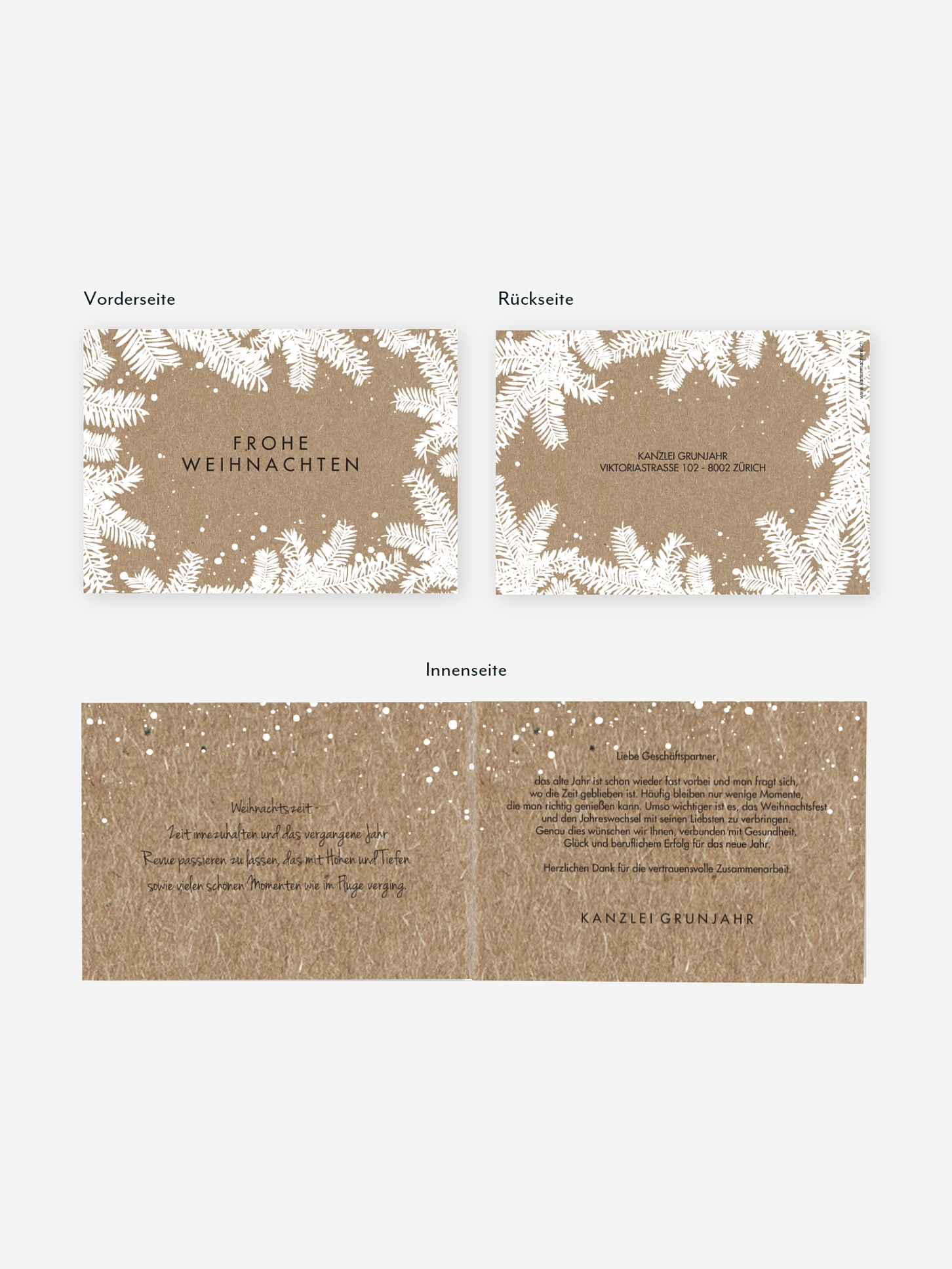 Geschäftliche Weihnachtskarte Christmas Twigs Kraftpapier