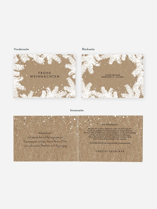 Geschäftliche Weihnachtskarte Christmas Twigs Kraftpapier
