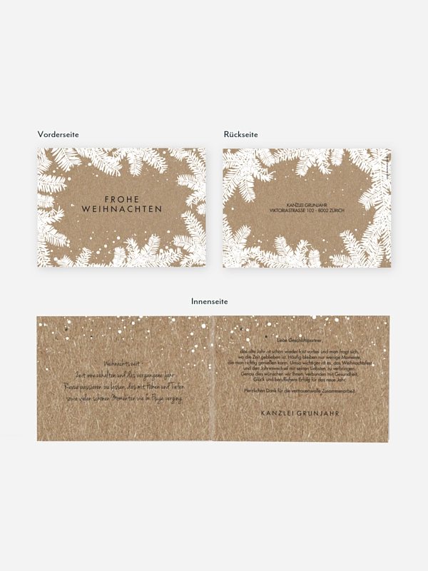Geschäftliche Weihnachtskarte Christmas Twigs Kraftpapier