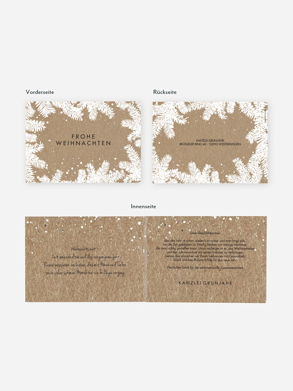Geschäftliche Weihnachtskarte Christmas Twigs Kraftpapier