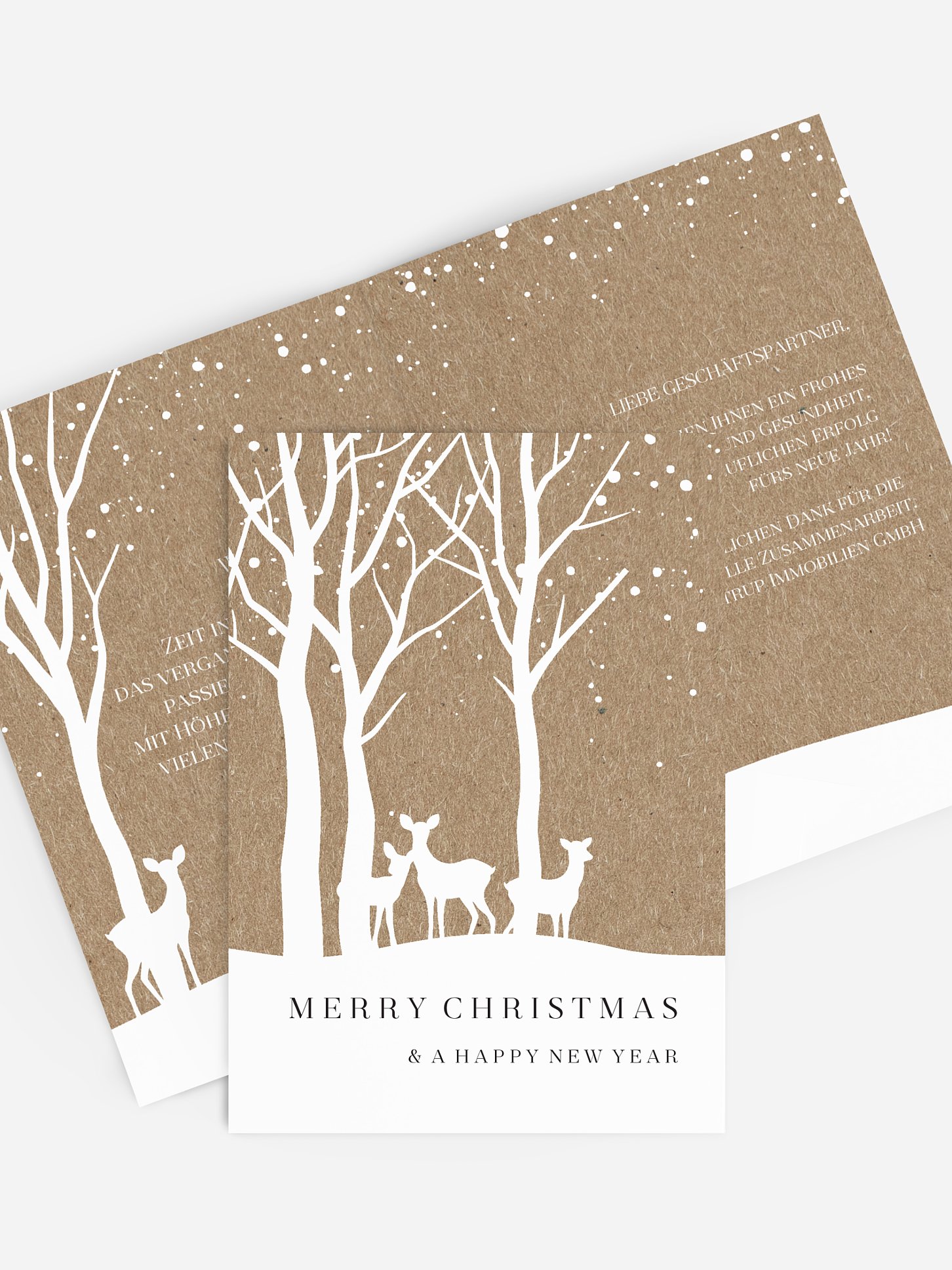 Geschäftliche Weihnachtskarte Waldreich Kraftpapier