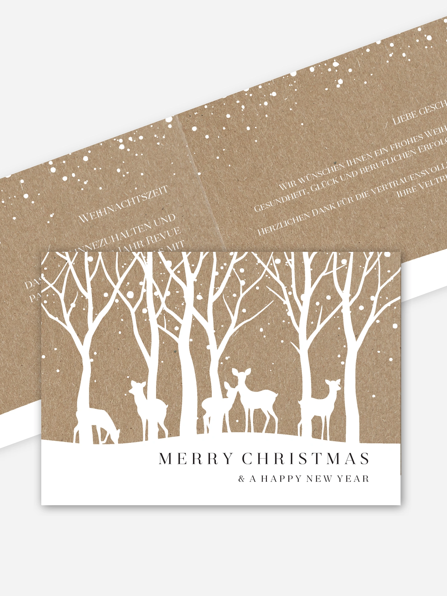 Geschäftliche Weihnachtskarte Waldreich Kraftpapier