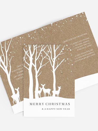 Geschäftliche Weihnachtskarte Waldreich Kraftpapier