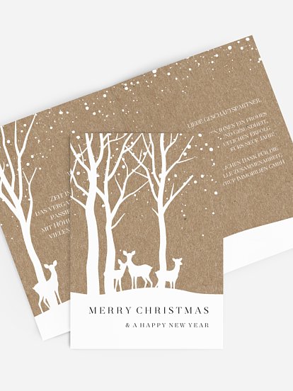 Geschäftliche Weihnachtskarte Waldreich Kraftpapier