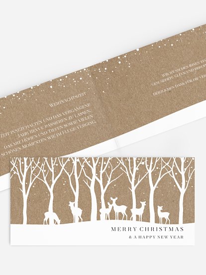 Geschäftliche Weihnachtskarte Waldreich Kraftpapier