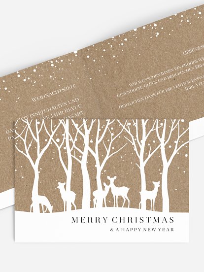 Geschäftliche Weihnachtskarte Waldreich Kraftpapier