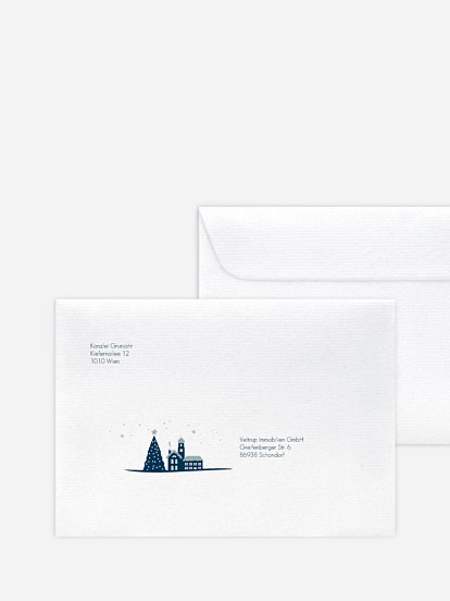 Bedruckte Umschläge geschäftl. Weihnachten Winterstadt