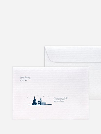 Bedruckte Umschläge geschäftl. Weihnachten Winterstadt