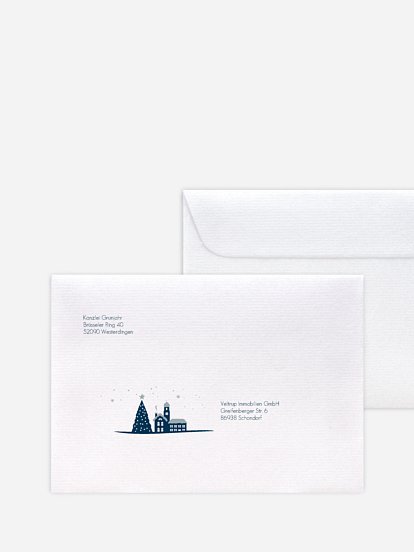 Bedruckte Umschläge geschäftl. Weihnachten Winterstadt