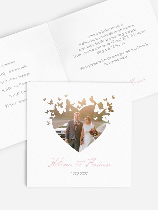 Faire-part mariage Coeur de papillons
