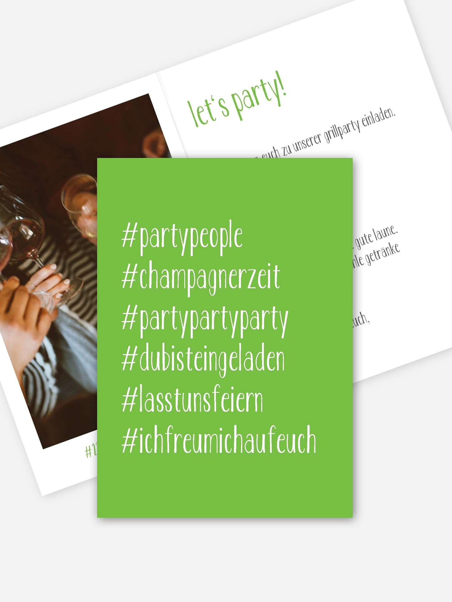 Partyeinladung Hashtag