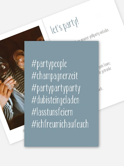 Partyeinladung Hashtag