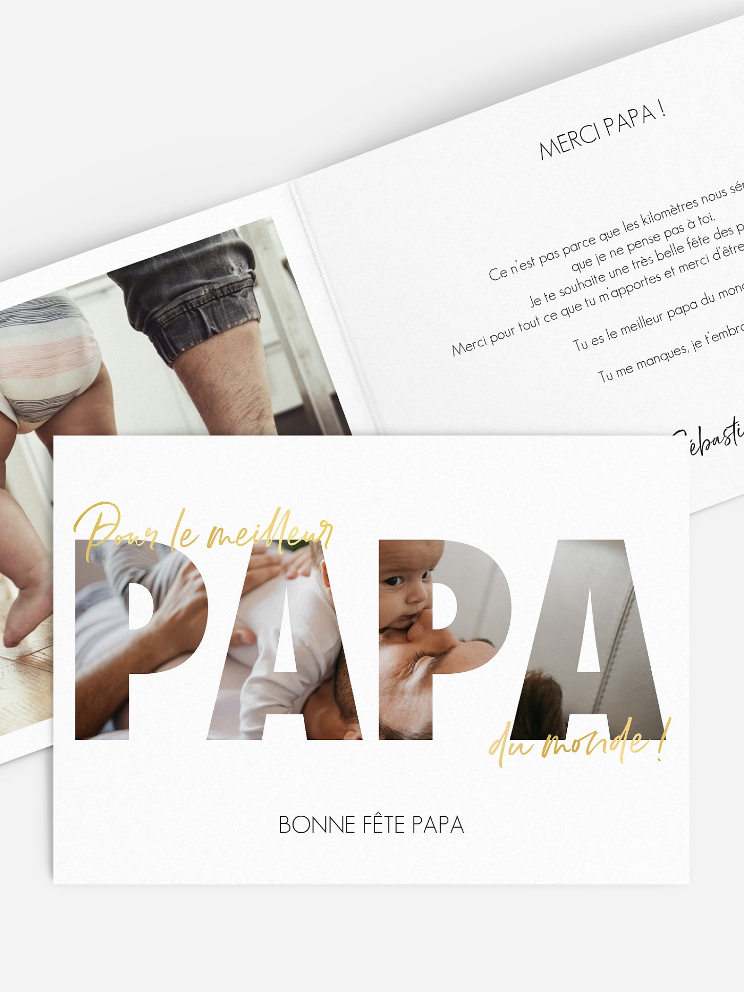 Carte fête des pères Papa en photo