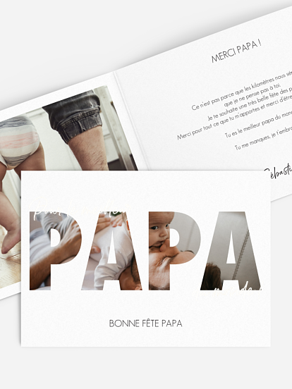 Carte fête des pères Papa en photo