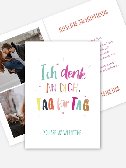 Karte zum Valentinstag Tag für Tag