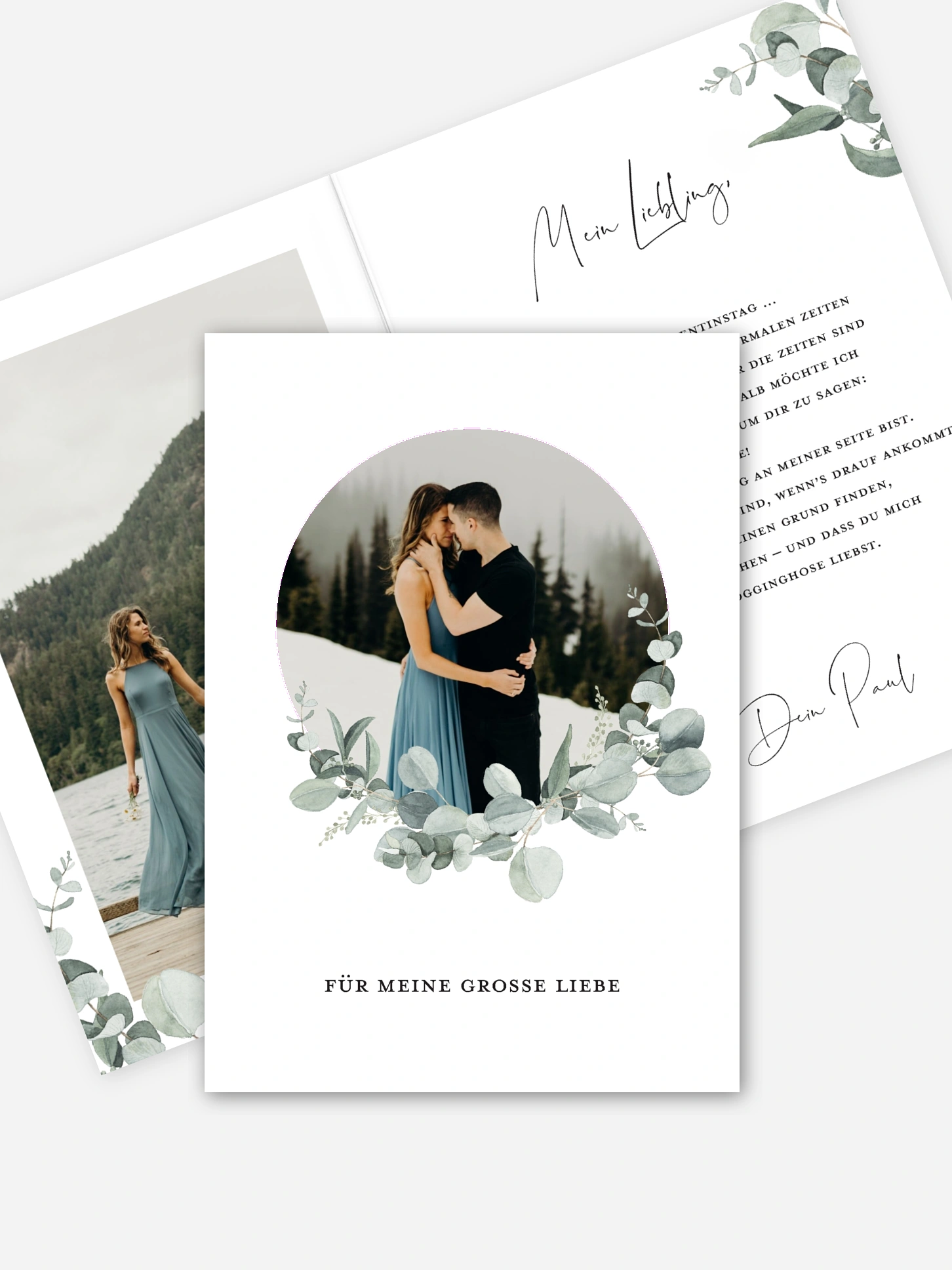 Karte zum Valentinstag Eucalyptus Love