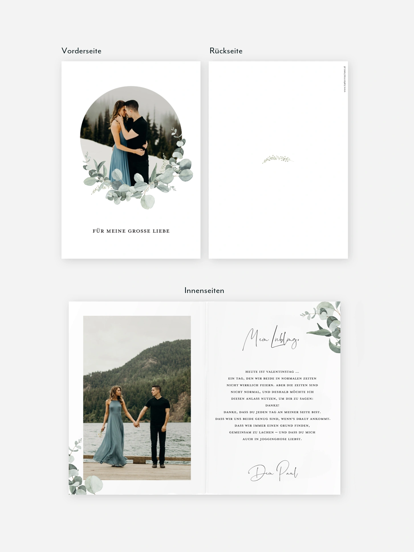 Karte zum Valentinstag Eucalyptus Love