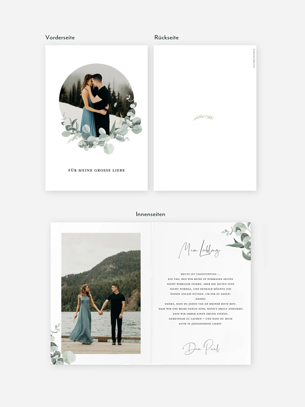 Karte zum Valentinstag Eucalyptus Love