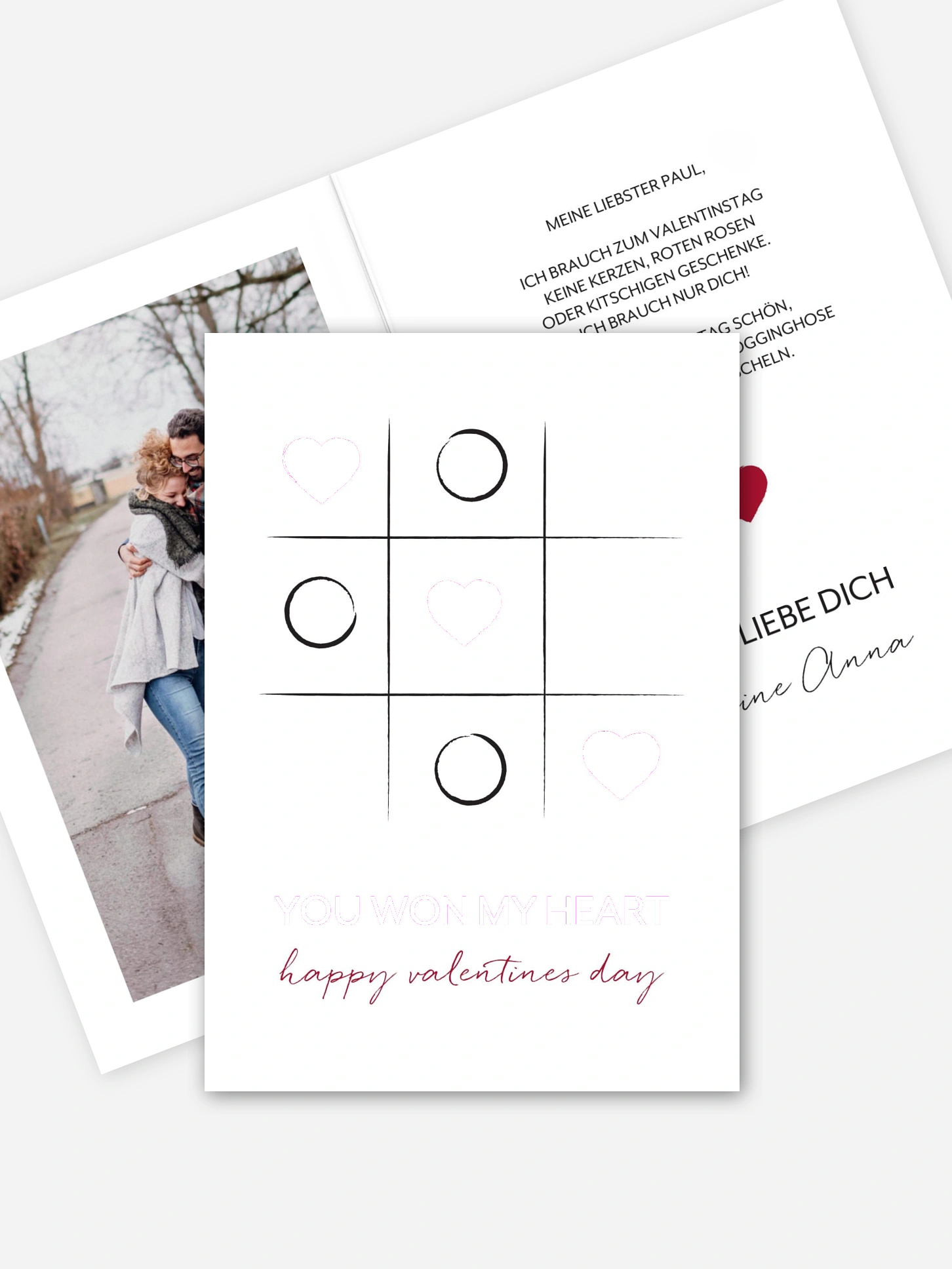 Karte zum Valentinstag Tic Tac Love