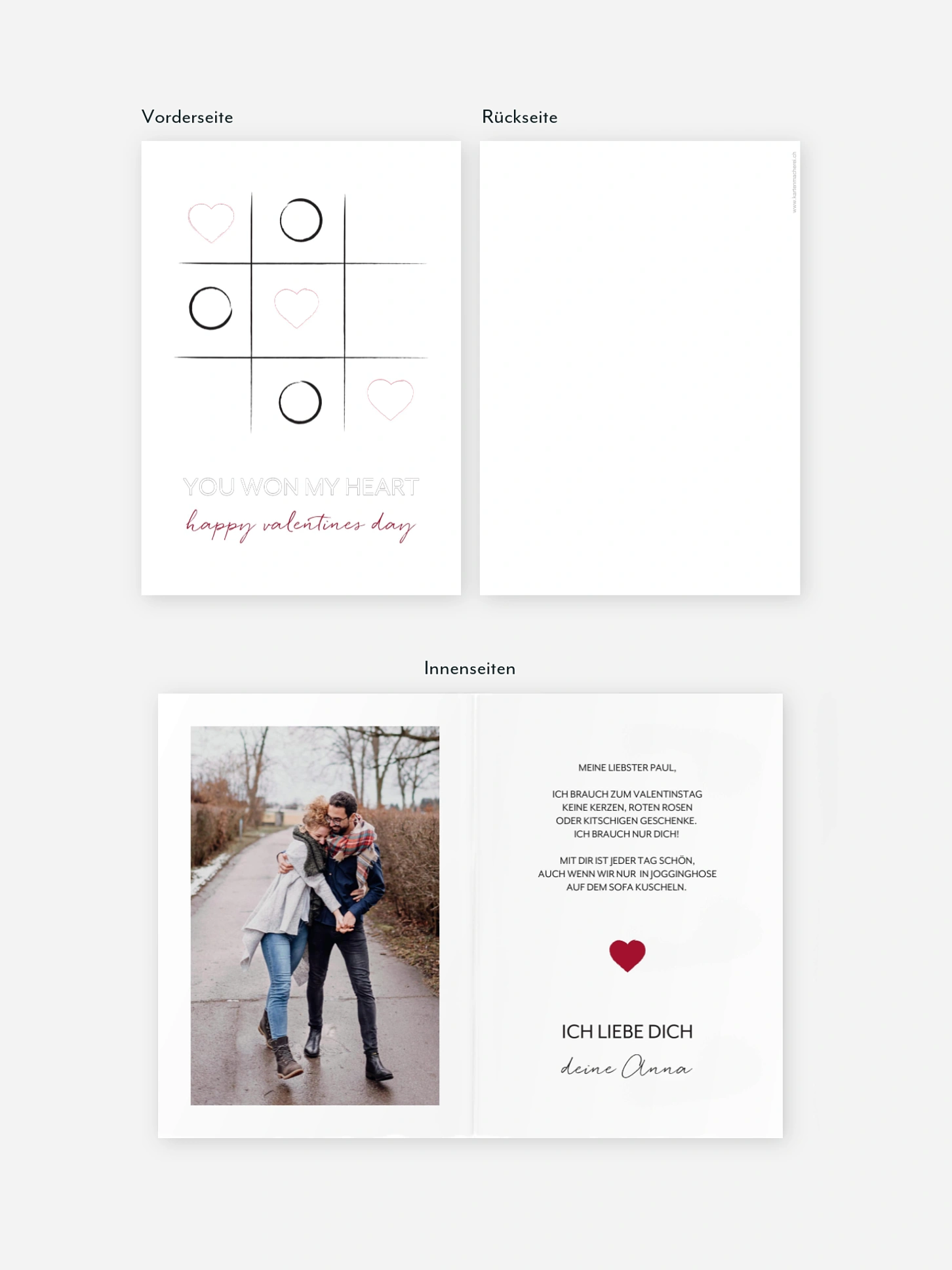 Karte zum Valentinstag Tic Tac Love