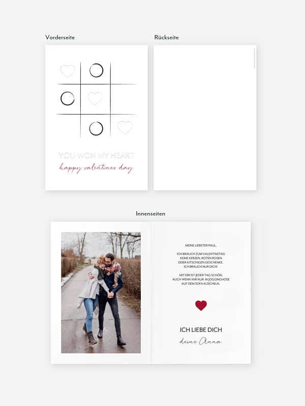 Karte zum Valentinstag Tic Tac Love