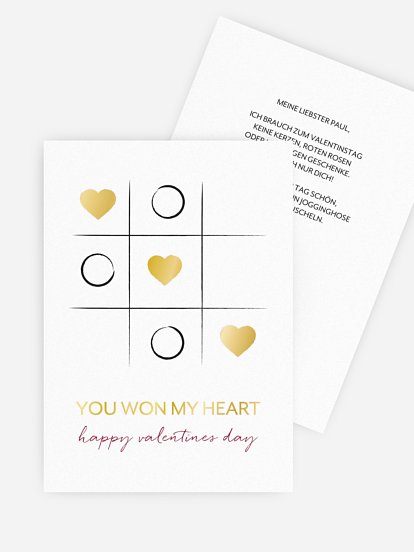 Karte zum Valentinstag Tic Tac Love