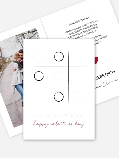 Karte zum Valentinstag Tic Tac Love