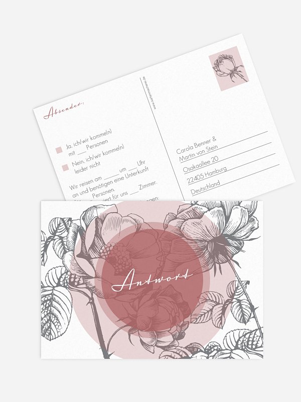 Antwortkarte Hochzeit Peony