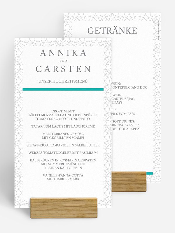 Menükarte Hochzeit Marrakesch