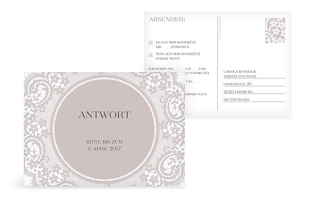 Antwortkarte Hochzeit Chantilly