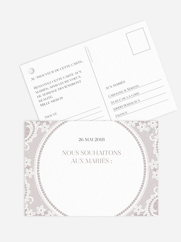 Carte pour ballon Dentelle chic