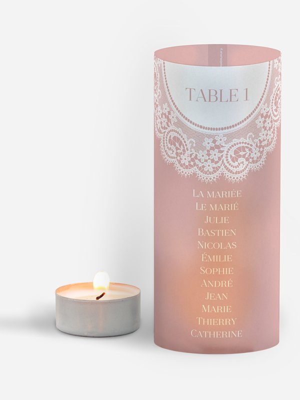 Nom de table mariage Dentelle chic