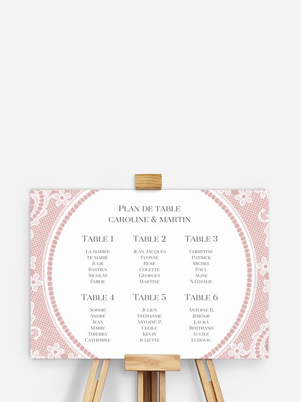 Poster plan de table mariage Dentelle chic