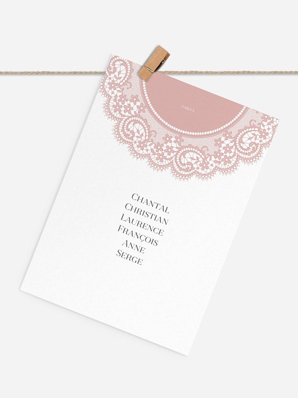 Cartons plan de table mariage Dentelle chic