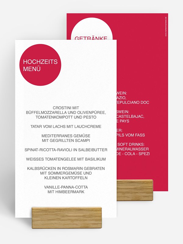 Menükarte Hochzeit Statement