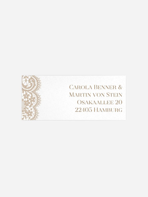 Absenderaufkleber Hochzeit Chantilly für Kraftpapier