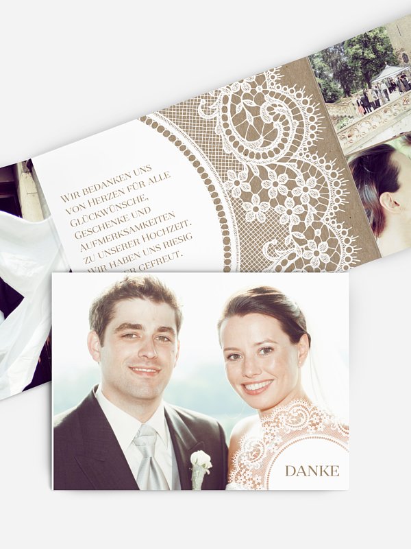 Dankeskarte Hochzeit Chantilly Kraftpapier