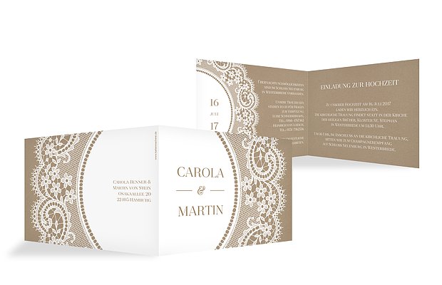 Hochzeitseinladung Chantilly Kraftpapier