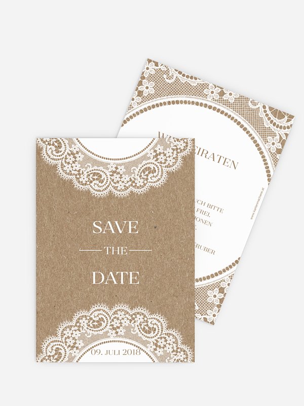 Save-the-Date Karte Chantilly Kraftpapier