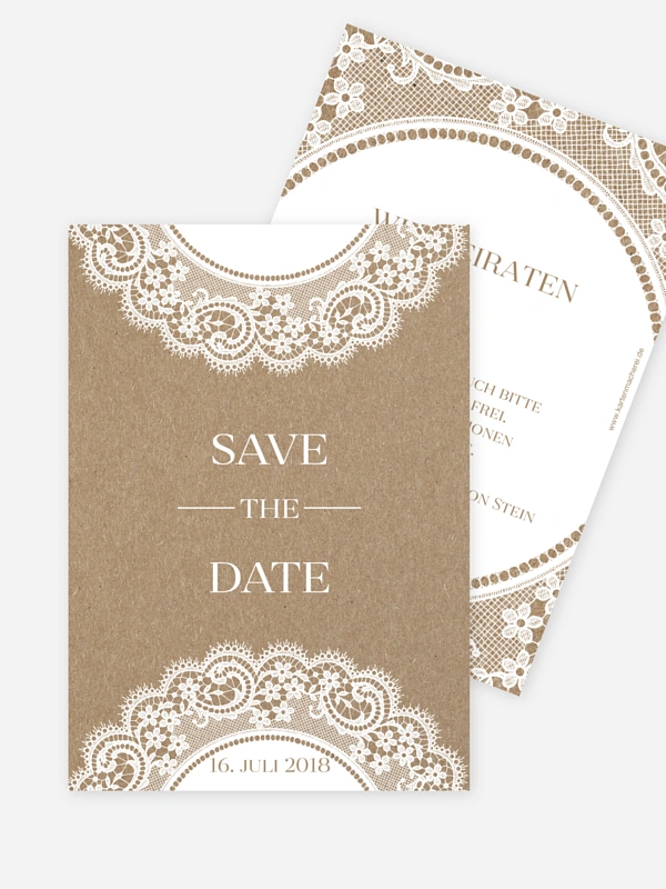 Save-the-Date Karte Chantilly Kraftpapier