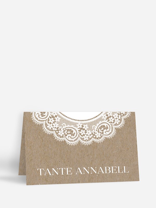 Tischkarte Hochzeit Chantilly Kraftpapier