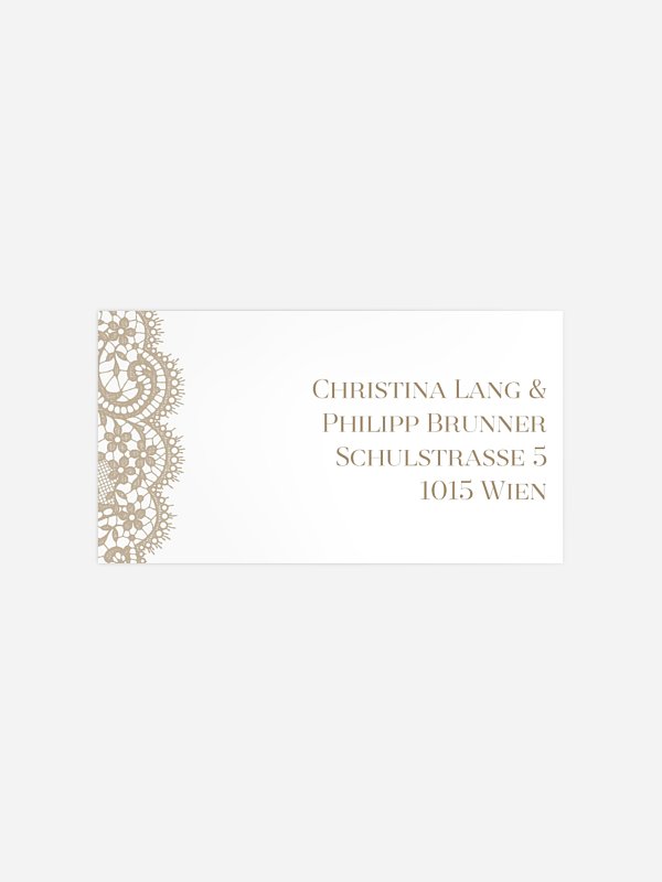 Empfängeraufkleber Hochzeit Chantilly für Kraftpapier