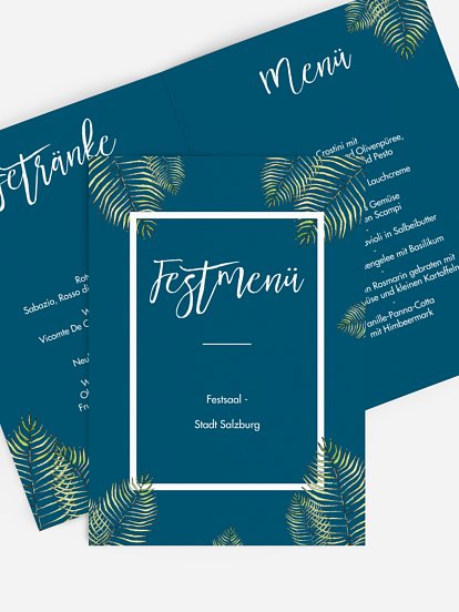 Menükarte Geburtstag Love Palms