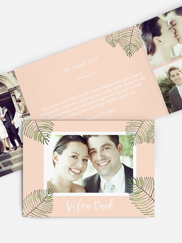 Dankeskarte Hochzeit Love Palms