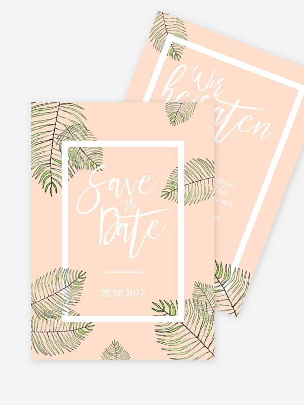 Save-the-Date Karte Love Palms