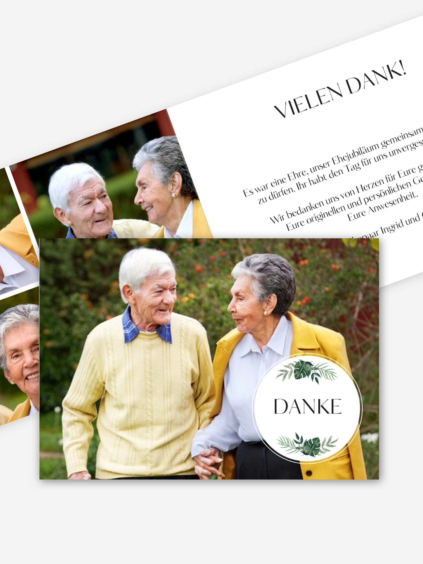 Danksagung zur Goldenen Hochzeit Greenery Leaves