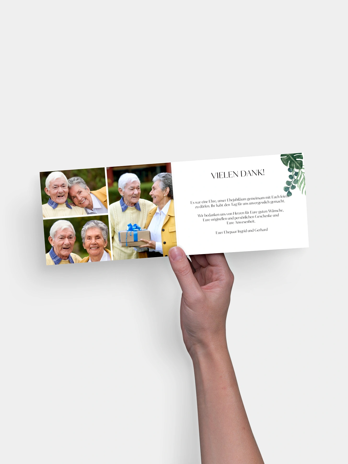 Danksagung zur Goldenen Hochzeit Greenery Leaves