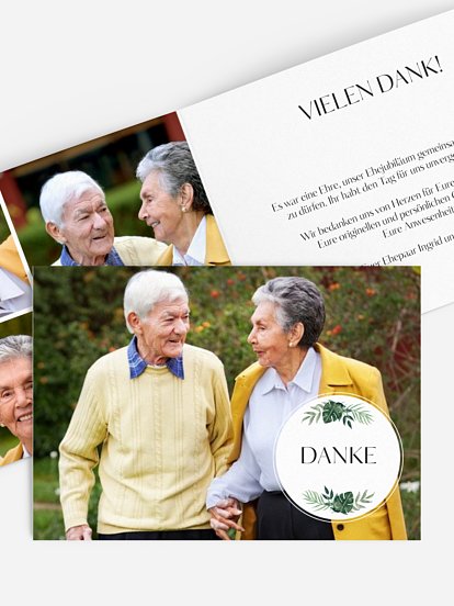 Danksagung zur Goldenen Hochzeit Greenery Leaves