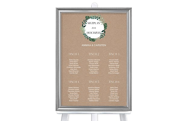 Sitzplan Plakat Greenery Leaves